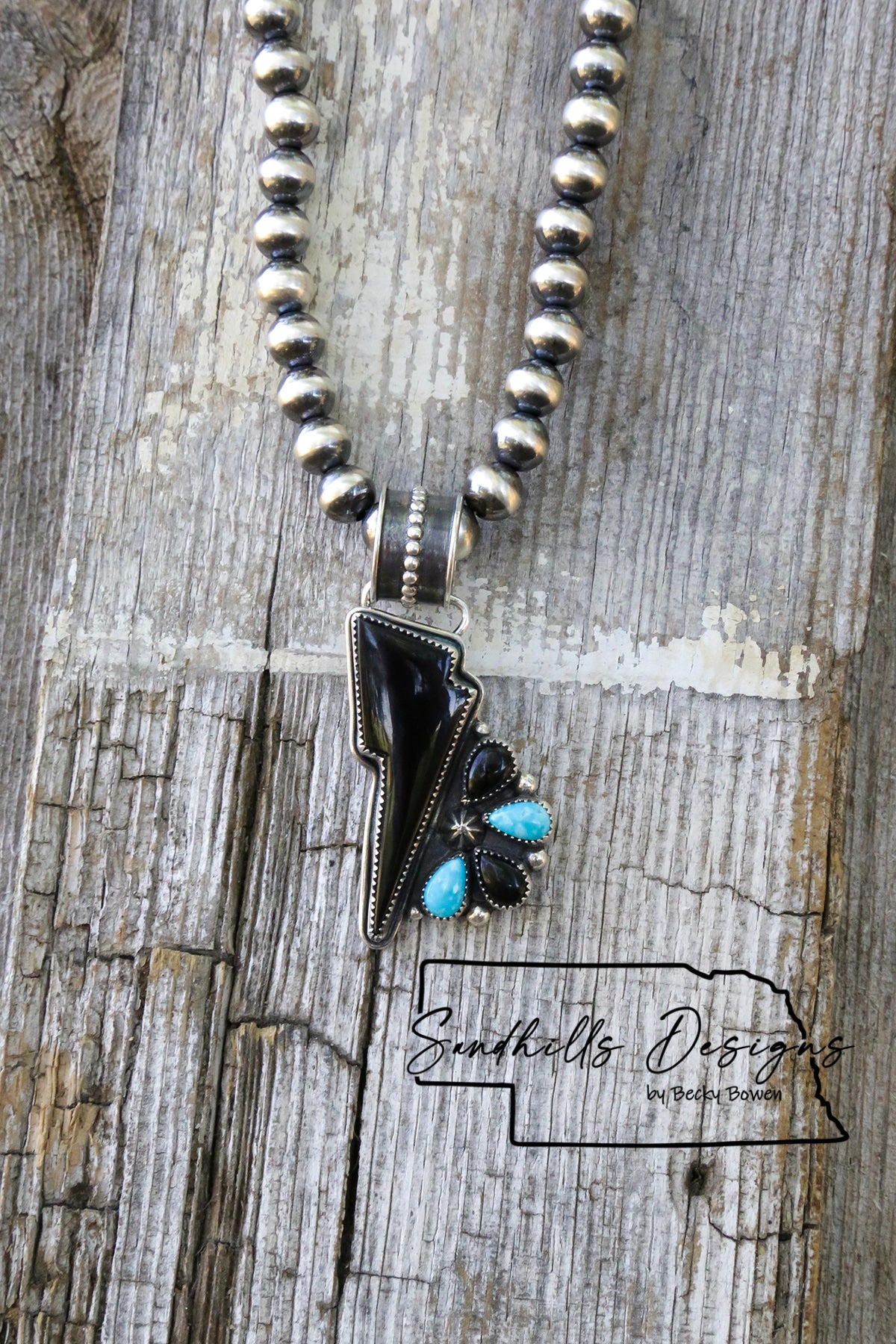 Jet Bolt with Cluster Pendant/Necklace