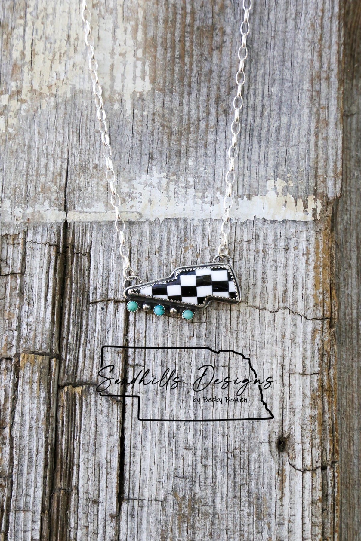 Checkered Bolt Necklace
