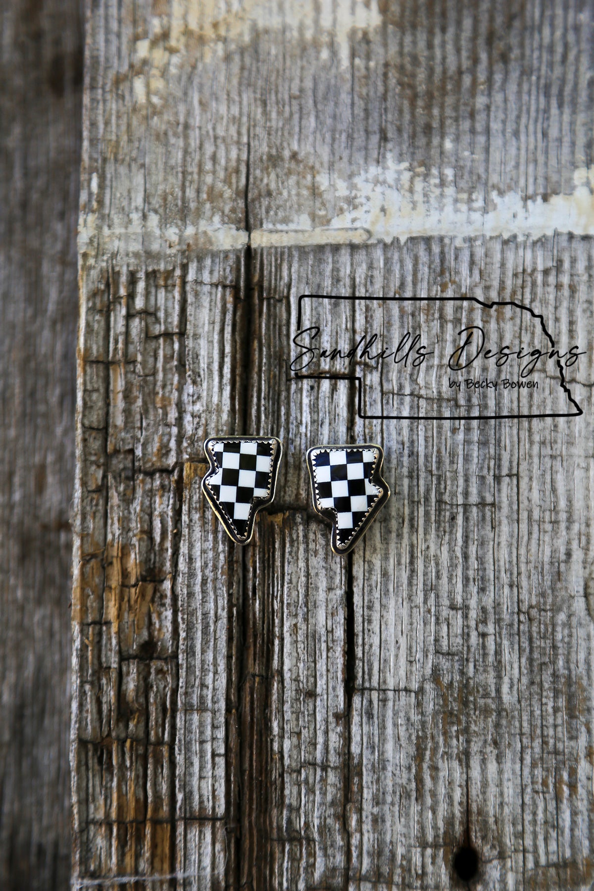 Checkered Bolt Earrings