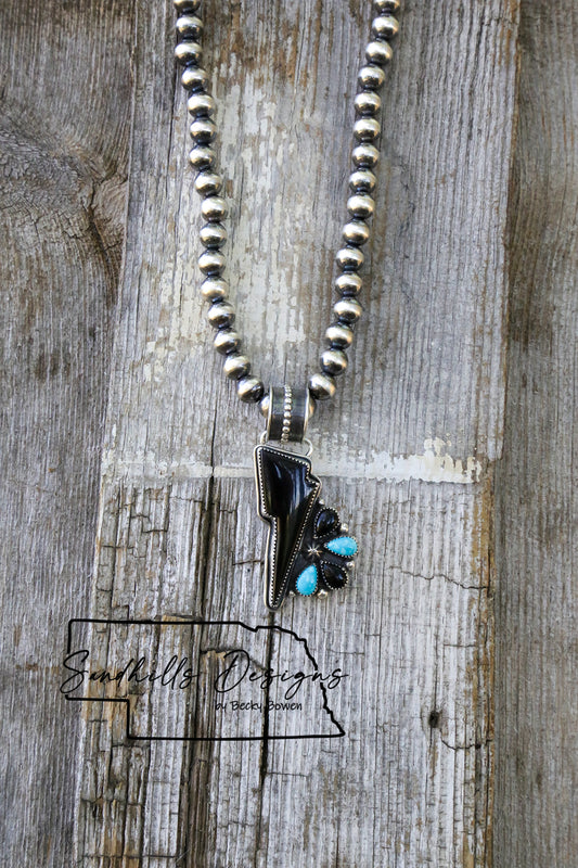 Jet Bolt with Cluster Pendant/Necklace