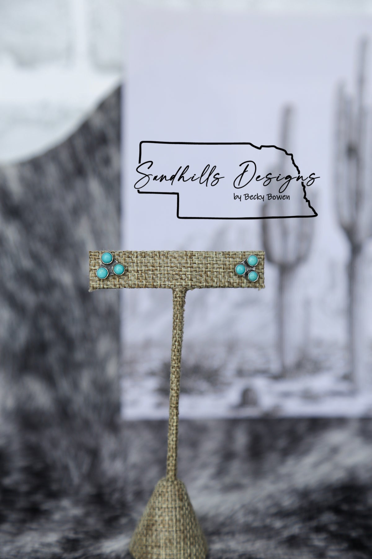 3 Stone Kingman Triangle Earrings #1