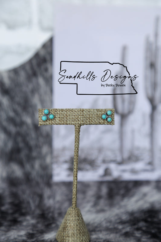 3 Stone Kingman Triangle Earrings #1