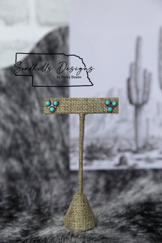 3 Stone Kingman Triangle Earrings #2